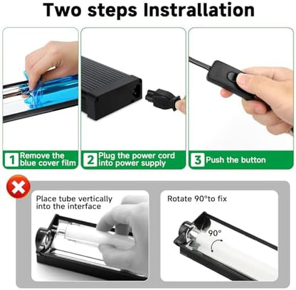 T5 UVB Reptile Light Fixture Upgrade Square HO UVB Bulb Lighting Combo Kit 10.0 UVB Light for Reptiles Terrarium Fluorescent 24W Reptile Light Bar UVA UVB Desert Lamp for Bearded Dragon Turtle Tank