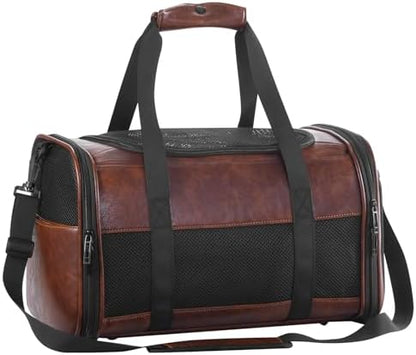 Fashion Dog Carrier Pet Carrier Airline Approved Cat Carrier for Small Dogs Cats Under 15 Lbs, Vegan Leather Collapsible Soft Sided Travel Puppy Carrier