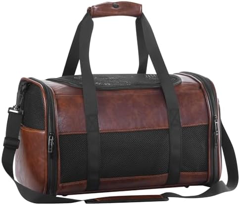 Fashion Dog Carrier Pet Carrier Airline Approved Cat Carrier for Small Dogs Cats Under 15 Lbs, Vegan Leather Collapsible Soft Sided Travel Puppy Carrier