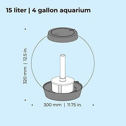 biOrb Classic 15 Acrylic 4-Gallon Aquarium with Multi-Color Remote-Controlled LED Lights Modern Compact Tank for Tabletop or Desktop Display, Silver