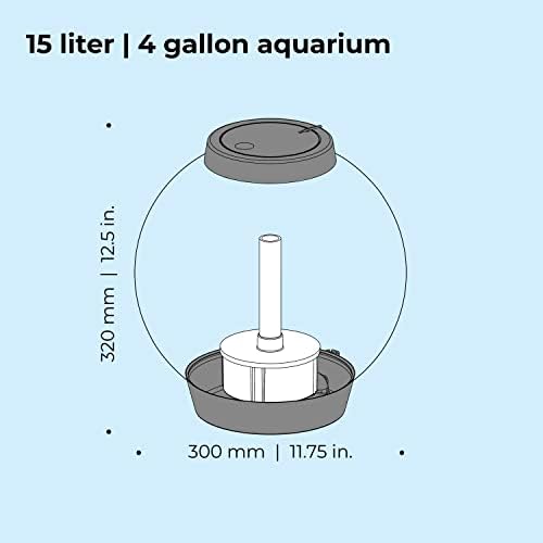 biOrb Classic 15 Acrylic 4-Gallon Aquarium with White LED Lights Modern Compact Tank for Tabletop or Desktop Display, Silver-Trimmed Tank