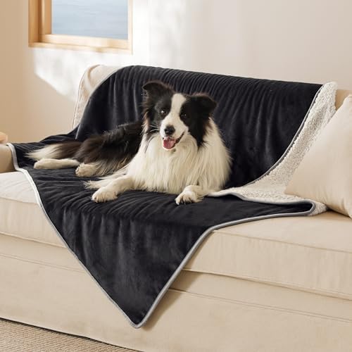 Bedsure Waterproof Dog Blankets for Large Dogs Sherpa Fleece Throw, 50X60
