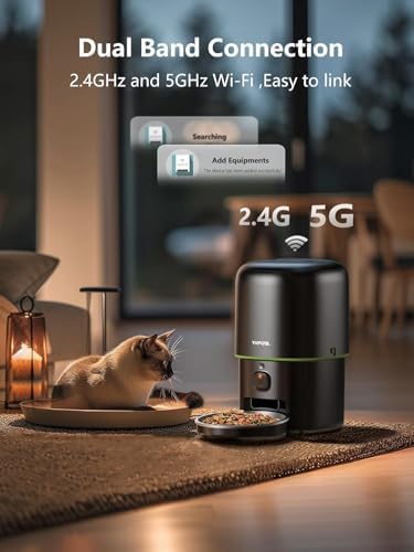 Automatic Cat Feeder with Camera - 5G WiFi Auto Cat Food Dispenser, 1080P HD Video with Night Vision, 1-15 Meals, 1-99 Portions, 2-Way Audio, Keeps Food Fresh, 4L Timed Pet Feeder Also for Dogs