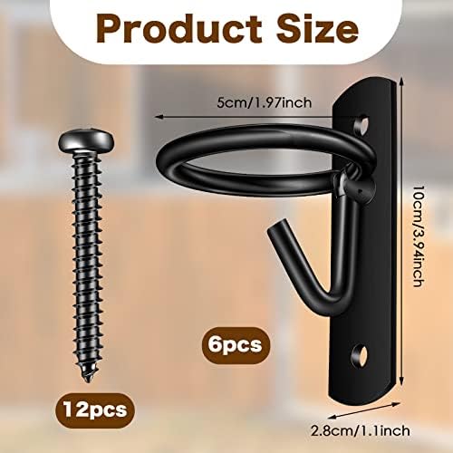 Dunzy 6 Pcs Bucket Hooks for Horses Bucket Hangers Holder Metal, Black