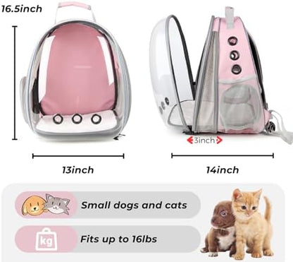 Lollimeow Cat Carrier Backpack, Expandable Bubble Pet Carrier for Cats and Small Dogs, Airline Approved Travel Backpack for Hiking, Walking & Outdoor Adventures - Supports up to 16 lbs
