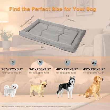 Orthopedic Dog Bed Water-Resistant 900D Oxford - Indoor Outdoor Summer Dog Beds for Small Dogs Cats up to 30lbs, Supportive Foam Washable Crate Bed (28", Grey)