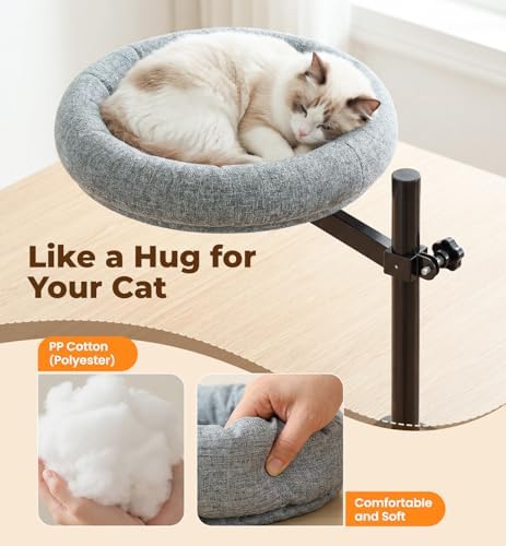 Cat Bed for Desk, 360° Rotating Adjustable Cat Perch, 44 lb, Home Office
