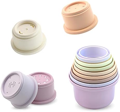 9 PCS Bunny Stacking Cups, Stacking Cups for Rabbits Stack up Bunny Cups Toys Rabbit Food Dispenser for Rabbits Bunny Small Animals