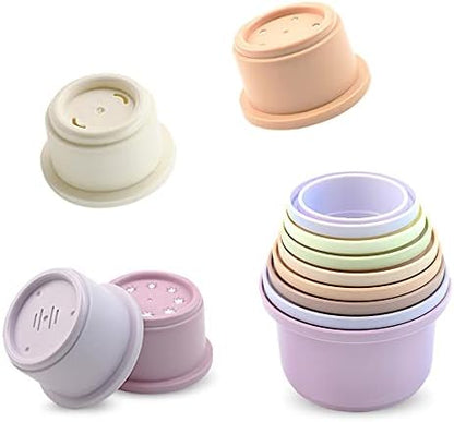 9 PCS Bunny Stacking Cups, Stacking Cups for Rabbits Stack up Bunny Cups Toys Rabbit Food Dispenser for Rabbits Bunny Small Animals