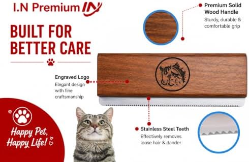 Original Deshedding Grooming Tools for Dogs, Cats & Horse Easy Ergonomic Wooden Groom pro Professional Brush Grooming Tool, Remove painlessly 95 Percent of Lose Hair Fur & Dirt (5 inch)