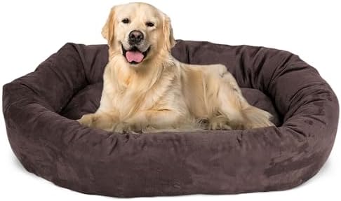 Majestic Pet Suede Calming Dog Bed, 40 Inch Large Round Washable, Chocolate