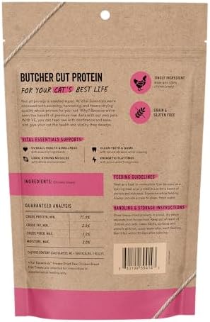 Vital Essentials Freeze Dried Cat Treats, Chicken Breast, 4 oz Bag