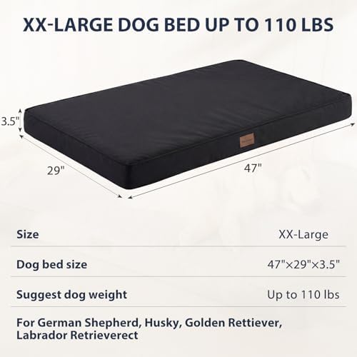 BFPETHOME Outdoor Waterproof Dog Bed for Large Dogs, Washable Cover, 47"