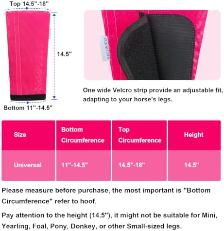 Fly Boots for Horses Set of 4, Equine Loose Fitting Leggings (Magenta)