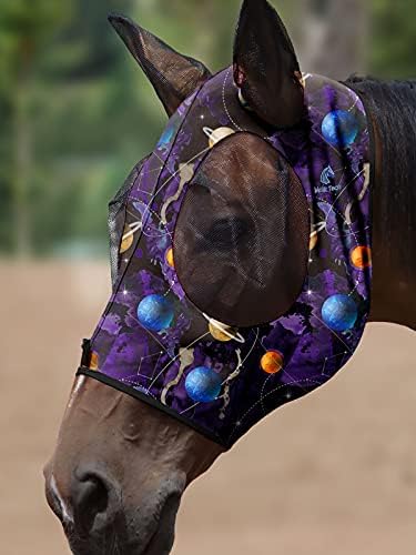 Mask Tech 5 Pieces Horse Fly Masks with Ears, Stretchy Elastic Mesh Fly Masks, 3D Eye Clearance, UV Protection-Large,Combo 15