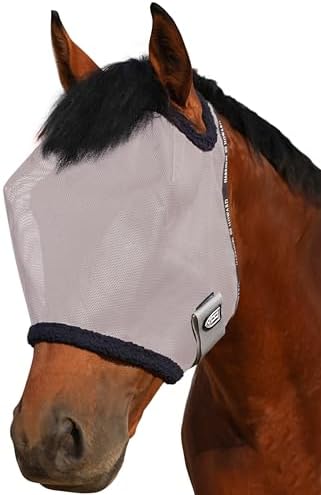 Harrison Howard All Round Mesh Horse Fly Mask UV Protective with Fleece Padded Edging Original Grey S