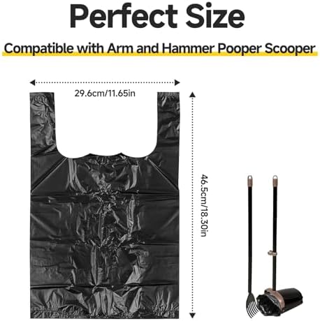60 Count Pooper Scooper Bags Compatible with Arm and Hammer, Dog Waste Bags with Easy-Tie Handles, Extra Thick with No-Leakage Pet Poop Bag for Swivel Bin and Rake, Multi-Use (Only Dog Poop Bags)