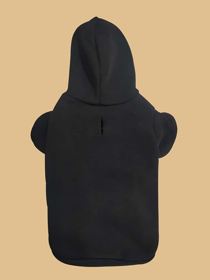 QWINEE Basic Dog Hoodie Sweatshirt Puppy Sweater Warm Cat Costumes Pet Clothes for Chihuahua Puppy Kitten Small Medium Dogs Black Small