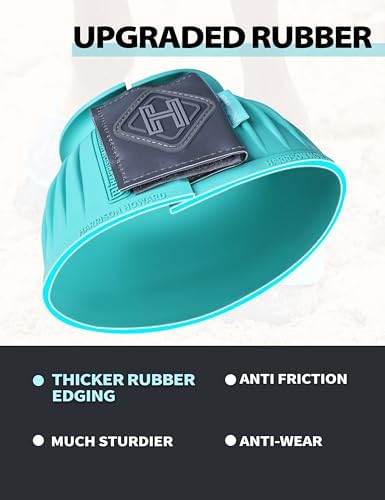 Harrison Howard Rubber Bell Boots for Horses, Hoof Overreach Protection for Horses, w/Upgraded Leather Touch Tape