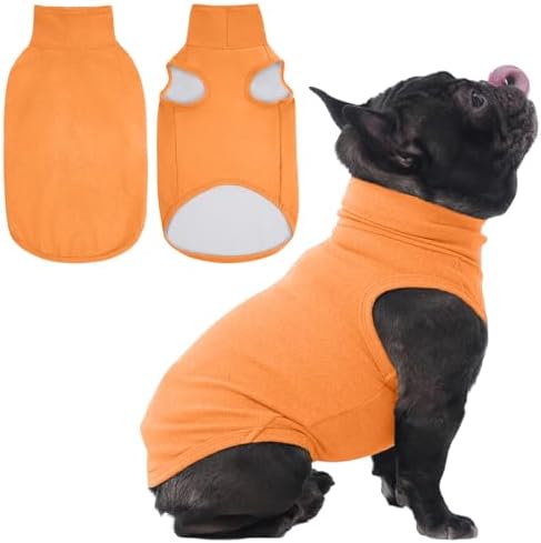 IECOii Dog Fleece Vest Sweater - Stretch Warm Pullover with Turtleneck