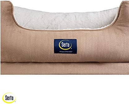 Serta Orthopedic Cuddler Dog Bed for Pets – Desert Sand (Large)