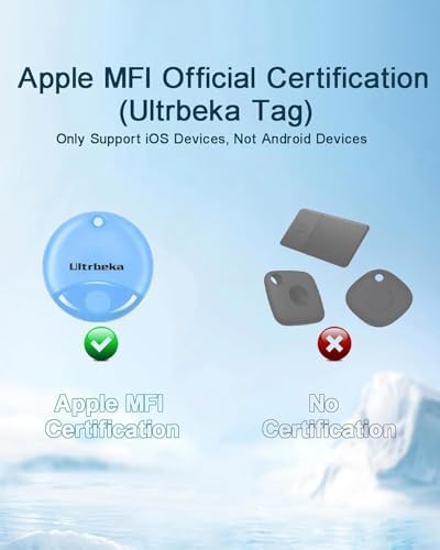 Ultrbeka Air Tracker Tag 4 Pack Bluetooth Item Finder for iPhone – MFi Certified Smart Tracker Compatible with Apple Find My, IP67 Waterproof Key Finder for Keys, Wallet, Luggage, Bike, Backpack