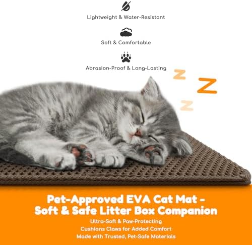 Cat Litter Mat 35"x24",Double Layer EVA Litterbox Mat Brown