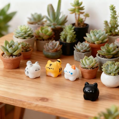 Cute Tiny Cat Resin Silicone Mold Micro Dollhouse Animal Epoxy Casting Mold for DIY Resin Art Fairy Garden Miniatures Landscape Crafts Decor(4-Cavity)