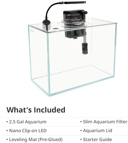 NICREW 2.5 Gallon Nano Nature Aquarium Kit Betta Fish Tank, Basic, Clear