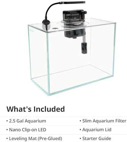 NICREW 2.5 Gallon Nano Nature Aquarium Kit Betta Fish Tank, Basic, Clear