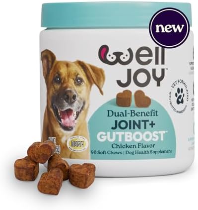 WellJoy Joint Dog Supplement + Glucosamine, Chondroitin, GutBoost, 90ct