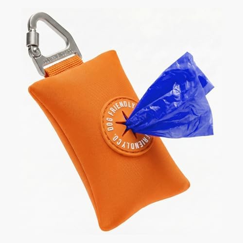 Dog Friendly Co. Poop Bag Holder for Leash, Dog Waste Bag (Hi-Vis Orange)
