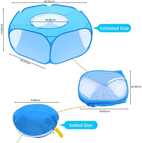 Small Animal Playpen with Top Cover, Breathable Pet Tent, Sky Blue