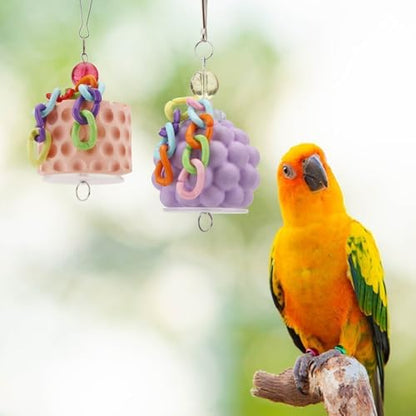 Wontee Bird Calcium Chew Grinding Treats Toy for Parrots, Orange+Purple