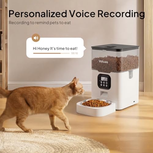 VOLUAS Automatic Cat Feeder, 4L Timed Dry Food Dispenser for Cats & Dogs