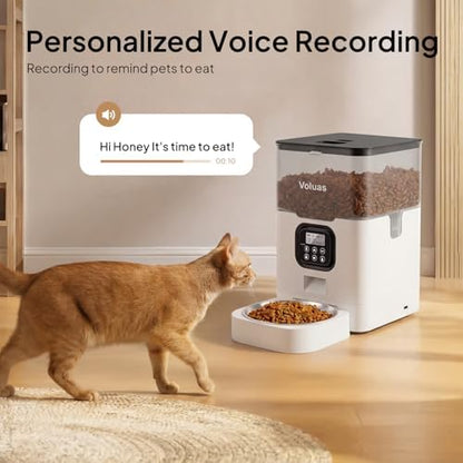VOLUAS Automatic Cat Feeder, 4L Timed Dry Food Dispenser for Cats & Dogs