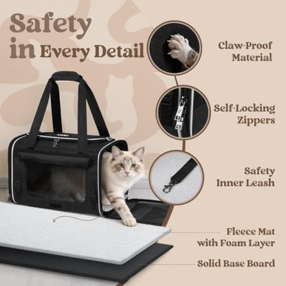 rabbitgoo Cat Carrier Soft with Rollable Flap, Travel Safe for Car Airline