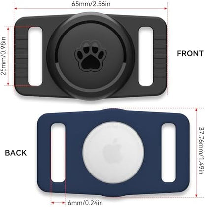 GOCII for Airtag Dog Collar Holder 2 Pack,Waterproof Dog Collar Holder for Apple AirTag(Gen 1 & 2),Silicone Air Tags Case for Dog Collars(Navy&Black)