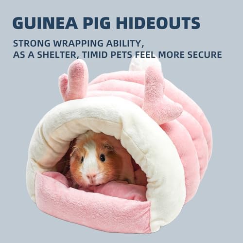 Guinea Pig Hideout, Warm Bed for Guinea Pig,Rabbits, Chinchillas, Guinea Pig Bed, Cozy Small Animal Winter Shelter (Pink, Large)