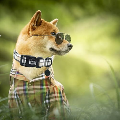 Dog Collar-Plaid Print Adjustable Pet Collar Comfortable Cute Puppy Collars Lightweight Quick-Release Buckle Collars Boy&Girl for X-Small Dogs