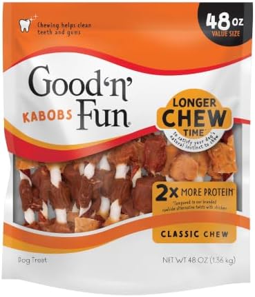 Good 'n' Fun Kabobs Long-Lasting Dog Treat Made With Real Protein, 48 oz