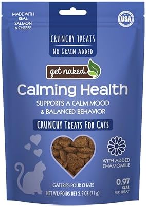 Get Naked Grain-Free Cat Calming Treats, Crunchy Salmon & Cheese Flavor, Feline Anxiety Relief & Stress Control, Calm Cat Treats, Made in USA, 2.5 oz