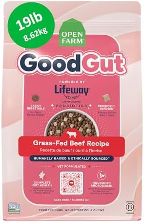 Open Farm GoodGut Dry Dog Food, Grass Fed Beef w.Probiotics, 19lb Bag
