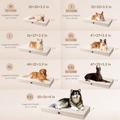 EHEYCIGA Orthopedic Dog Bed Large with Removable Washable Cover, 35IN Camel