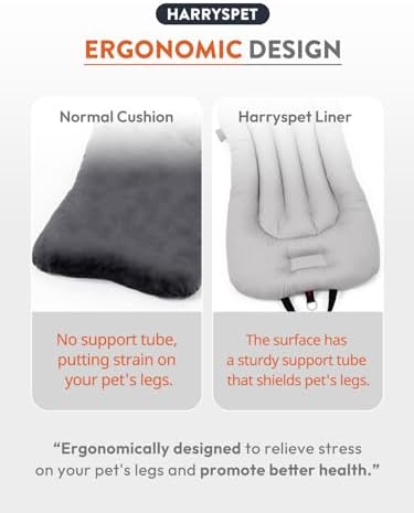Easy Wash Dog Stroller Mat, Durable Orthopedic Pet Stroller Cushion for Dogs & Cats, Ergonomic Pad for Pet Cart, Ideal Accessories & Pads for Comfortable Rides (Ash Grey, L)