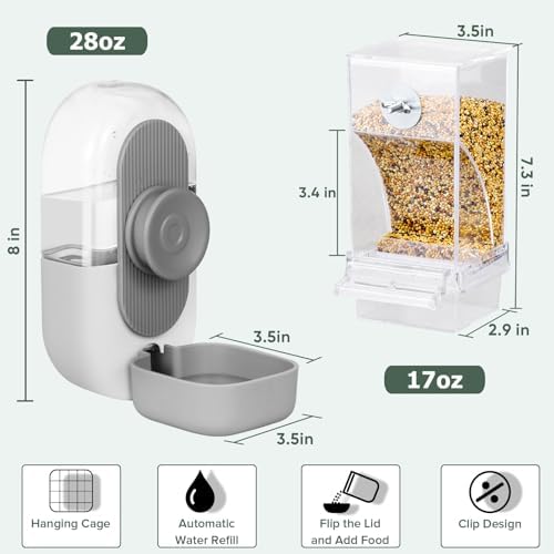 Lemtrflo No Mess Bird Feeder Water Dispenser, Parrot Cage Automatic Feeders