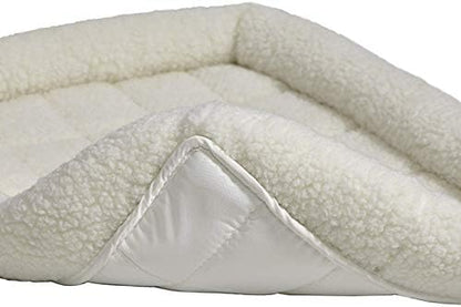 MidWest Homes for Pets QuietTime Dog Bed - White Fleece Bolster, Ultra-Soft and Machine Washable, Fits 42-Inch Crates and Carriers, for Large Breed Dogs