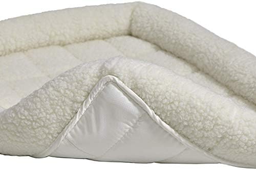 MidWest Homes for Pets QuietTime Dog Bed - White Fleece Bolster, Ultra-Soft and Machine Washable, Fits 36-Inch Crates and Carriers, for Medium to Large Breed Dogs