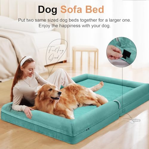 NANUYA Orthopedic Dog Bed for XX-Large Dogs, 44 x 34 Inch, Aqua Blue