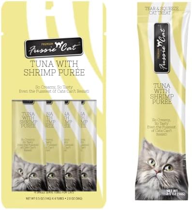 Fussie Cat Tuna with Shrimp Puree 4 Count (Pack of 3)